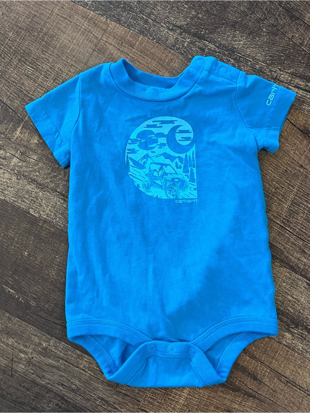 Carhartt Turquoise Blue Graphic Baby Onesie - 100% Cotton